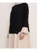 Etniska kläder Två ton toppad nack Maxi klänning Hijab 2022 Boy Summer Cotton Long Sleeve Dresses Women's Elegant Fashion