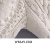 WESAY JESI Women's Sweater Za Cardigans For Women Knitted Thick Loose Lantern Sleeve Pearl Button Short Sweet Lazy Style 211217