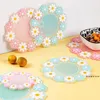 NIEUWE4 stks / set Coasters voor drankjes Antislip PVC Cup Mat Tabletop Bescherming Daisy Flower Patroon Warmte Isolatie Placemat RRB11542