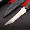 Couteau droit de survie 238 expédié rapidement DC53 Satin Tanto Point Blade Full Tang Poignée en ébène Couteaux tactiques à lame fixe avec gaine en cuir