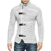 Pulls pour hommes Hommes 2022 Automne Hiver Pull à col roulé Hommes Bouton en cuir à manches longues en tricot de couverture Cardigan Veste de grande taille mâle