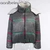 Winter Puffer Coats Glitter Thick Cotton Padded Jacket Women Warm Long Sleeve Hooded Outwear Quilted Parkas 210604