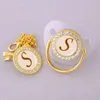Luxury Transparent Initial Letter A Bling Baby Pacifier with Chain Clip Newborn BPA Dummy Soother Chupete de bebe 2104076705572