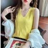 Fashion pearl button sexy knit sweater summer French base slimming sleeveless casual vest 210520