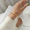Armreif 2021 Damen Französischer Stil Bambus Offenes Armband Design Sense Titanstahl Golden Light Luxusschmuck Verblasst Nicht