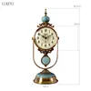 Europejska Ceramika Ozdoby Swing Ornamenty Stołowy Duży Desktop Light Luxury Clock American Silent Pendulum 210414