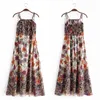 Jastie Boho Floral Print Maxi Dress Summer Bez Rękawów Tube Neck Flowle A-Line Dress Beach Casual Boho Hippie Kobiety Vestidos 210419