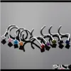 Schmuck Bunte Zirkon Ring Edelstahl Ohrstecker Haken Bar Pin Nasenringe Körper Piercing Schmuck Ubsgr