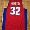 NC01 Basketball Jersey College Detroit Blue Richard 32 Hamilton Jersey Mesh costura bordado vermelho branco Tamanho personalizado S-5xl