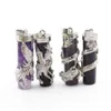 Natürliche Kristallzylinderform Drache Phönix Liebhaber Anhänger Halskette Amethyst Rosenquarz Reiki Heilung Schmuck Mode Charm Stein Hängeaccessoire