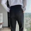 Herrenanzüge Blazer SYUHGFA 2021 Herbst Mode Hosen Hohe Taille Business Casual Anzug Hosen Gürtel Manschetten Koreanische Kleidung Vertikale Unterseite