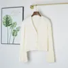 Cardigan Höst Lång Flare Ärm Kort Tröja Kvinnor Ribbed Stickade Bomull Toppar Svart Vit Ladies Mjuk Outwear Kvinna 210419