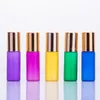 5ML Frosted Colorful Rollon Bottle For Essential Oils Stainless Steel Roller Refillable Perfume Bottle Deodorant Container With Gloden