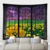 Tapestries Retro Vintage Window Tapestry Waterfall Starry Sky Color Flower Plant Mountain Scenery Livingroom Bedroom Mural Bedside Blanket