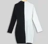 Robe de bureau pour femmes, jolie pochette, blanc, noir, manches longues, costume Slim, automne-hiver, 2021