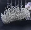 Luxus Prinzessin Strass Hochzeit Krone Silber Festzug Tiara Kronen Schicke Braut Stirnbänder Hochzeit Haarschmuck mit Ohrringen9814765