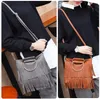 Handbags tassels handbag pure colors Purse elegant single shoulder Messenger Bag European and American fashion music festival lady bags WMQ873