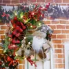 Decorações de Natal 30cm LED Grinalda com Papai Noel Artificial Pine Cones Bagas e Flores Feriado Frente Porta Pendurado Ano Decoração