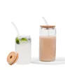 12oz 승화 투명 유리 수 빈 DIY 와인 텀블러 대나무 뚜껑 야외 피크닉 커피 우유 컵 FY5117 0208