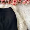 Korobov Yeni Trompet Etek Kadın Katı Renk Bölünmüş Tasarım Yüksek Bel Etekler Ofis Bayanlar Moda Trendy Faldas Mujer 2D720 210430