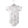 Baby Short Sleeve SleepWear Kläder sommar toddler outfits för baby pyjamas sätter barn pojkar tjejer sovkläder bomull kläder 210908