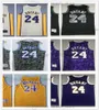 1996-97 Retro Koszykówka Bryant Koszulki Mężczyzna Mesh Purple White Yellow Black 1996-2016 Hall of Sława Vintage Snake Front 8 Back 24 Koszulki 2006-07 2007-08 2008-09