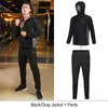 Men Sauna Suit Heavy Duty Weight Lost Fitness Clothing Black Gray Running Jogging Training Body Building Gym Sportswear M-4XL Sets