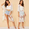 Women Lace Kimono Summer Beach Cardigan Sheer Bikini Cover Up Wrap Beachwear Long Dress Swimwear Bathing Suit Sarong Women's