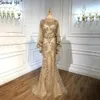 Serene hill gold plus size sereia elegante vestidos de noite luxo 2021 prolas miangas com capa para festa feminina la707386707215
