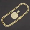 Iced Out Cubic Zircon NO 7 Coin Pendant With Rhinestone Big Miami Cuban Chain Choker Necklace Fashion Hip Hop Men Jewelry Necklaces