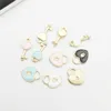 10pcs/pack Lock key Metal Charms Enamel Golden Pendants Earring DIY Fashion Jewelry Accessories