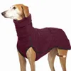 ステッチソリッドカラー暖かい襟犬の服耐久の冬の極骨フリースの暖かい犬のスーツベストハイネックペットジャケットの服211106