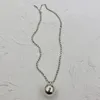 Kedjor MEYRROYU Sterling Silver Big Ball Hänge Halsband För Kvinnor 2022 Mode Nyckelben Kedja 925 Smycken Fest Cadena Hombre Justera