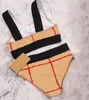 Dziewczynek Jednoczęściowe Stroje kąpielowe Plaid Plaża Plaża Bikini Set Swimsuit Lato Kąpiel Ubrania Bez Rękawów Dziewczyna Kids Swimsuits Odzież