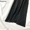 Neploe Long kjol för kvinnor svart polka-dot A-Line Jupe Vår Ny Koreanska Högvivan All Match Slim Fit Mujer Faldas 4H702 210422