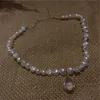 Retro-Mondstein-natürlicher Süßwasser-barocker unregelmäßiger Perlen-Anhänger für Frauen-runde Halsband-Halskette