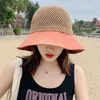 New Woman Summer s With Visor Hollow Straw Fashion Bow Design Sun Travel Mesh Bucket Hat