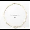 Chokers & Pendants Drop Delivery 2021 Beaded Imitation Pearl Chain Choker 26 Initial Letter Pendant Alphabet Charm Necklaces Women Fashion Ne