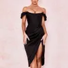 Summer Black Off Shoulder Dress Vestidos Sexy Women Short Sleeve Strapless Club Celebrity Runway Party Dresses 210423