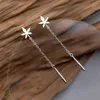 Eexquisite Tree Maple Leaf Long Chain Drop Earrings for Women Unique Design 925 Sterling Silver Fashion Stylish Jewelry 210707