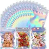100 Sztuk / partia Plastikowe Zamówienie Worki Worki Aluminium Folia Torba Trwała Holograficzna Zamek Zipper Pakowanie do przechowywania biżuterii żywności