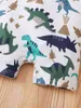 Baby dinosaurus blad print romper zij