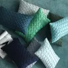 Hand Pleat Embroidered Cushion Cover Blue Green Geometric Home Decorative Pillow Cover Lumber Pillow Case 45X45CM/30x50cm 210401