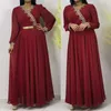 Etnische kleding Elegante Vrouwen Chiffon Moslim Abayas Temperament Evening Feestjurk Applicaties Maxi Lange Mouw Dubai Kaftan Robe
