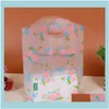 Pouches, & Display Jewelry100Pcs 15*20Cm Plastic Handle Small Jewelry Packing Party Favor Bags For Candy Cookie Gift Box Packaging Bag Drop