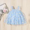 Ins платье-пачка для маленьких девочек, детская газовая юбка на бретельках на подтяжках с цветочным принтом ромашки, летняя вечеринка, элегантное кружево с грибами1564651