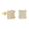 Hiphop full CZ diamond micro stud earrings for men hipster goldplated jewelry8330179