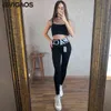 Bivigaos Duża litera Wysoka Talia Szycia SharkSkin Legginsy Damskie Elastyczne Spodnie Jesień Czarny Sport Fitness Legging 211215