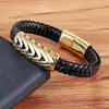 Xqni vakantie geschenken persoonlijkheid lederen armband serpentine arrow ontwerp goud kleur armband voor mannen mode-sieraden