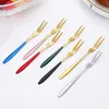 Fruit Fork Stainless Steel Pastry Toothpick Multiple Use Snack Cake Dessert Forks Cafeteria Home Flatware Party Utensils CGY33